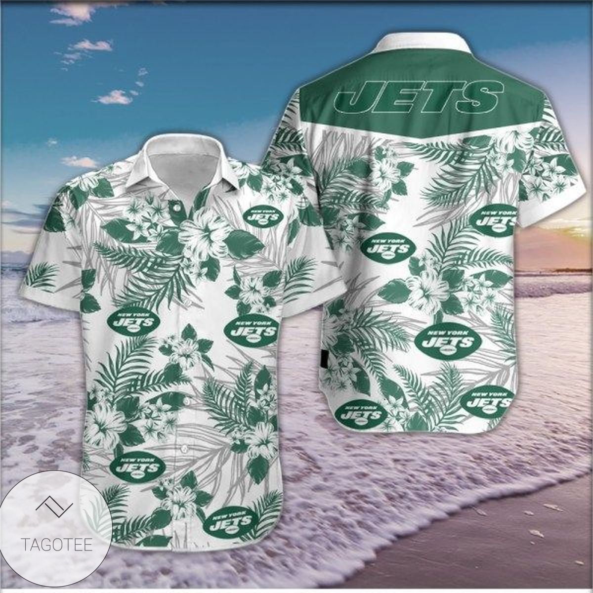 New York Jets Hawaiian Shirt Floral Button Up Slim Fit Body