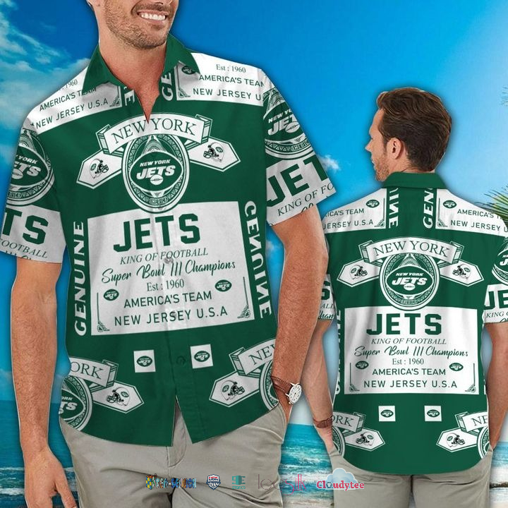 New York Jets Ocean Fishes Hawaiian Shirt Beach Short