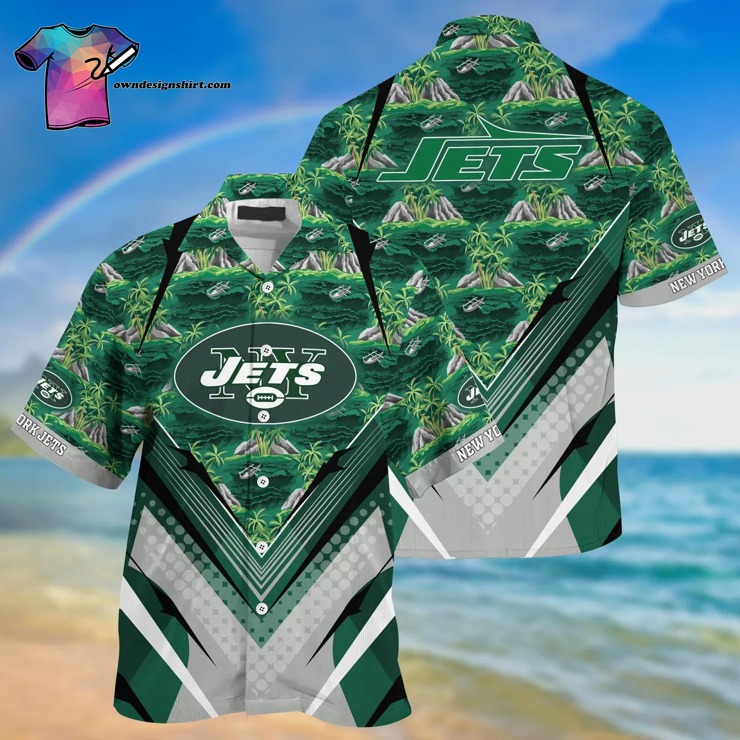 New York Jets Sports Logo And Floral Summer Aloha Hawaiian Shirt