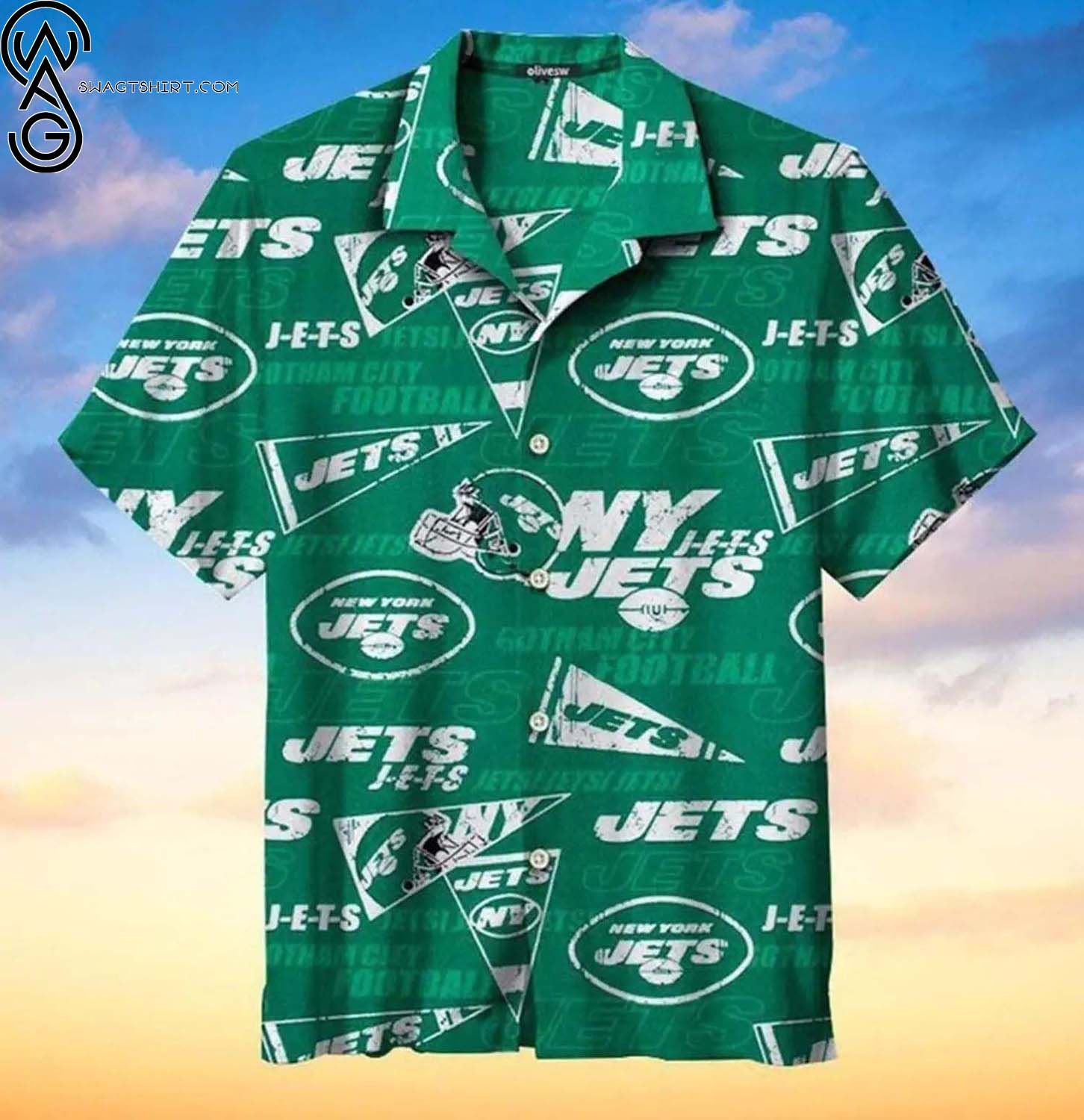 New York Jets Logo Summer Aloha Hawaiian Shirt