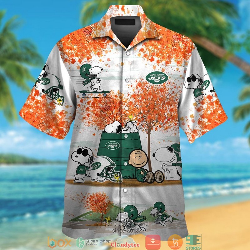 New York Jets Snoopy Hibiscus Hawaiian Shirt, Short