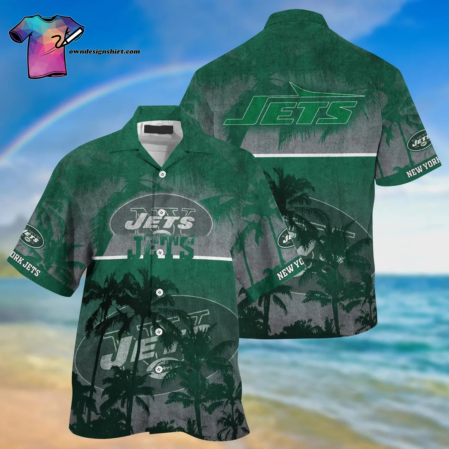 New York Jets Sports Logo Summer Aloha Hawaiian Shirt