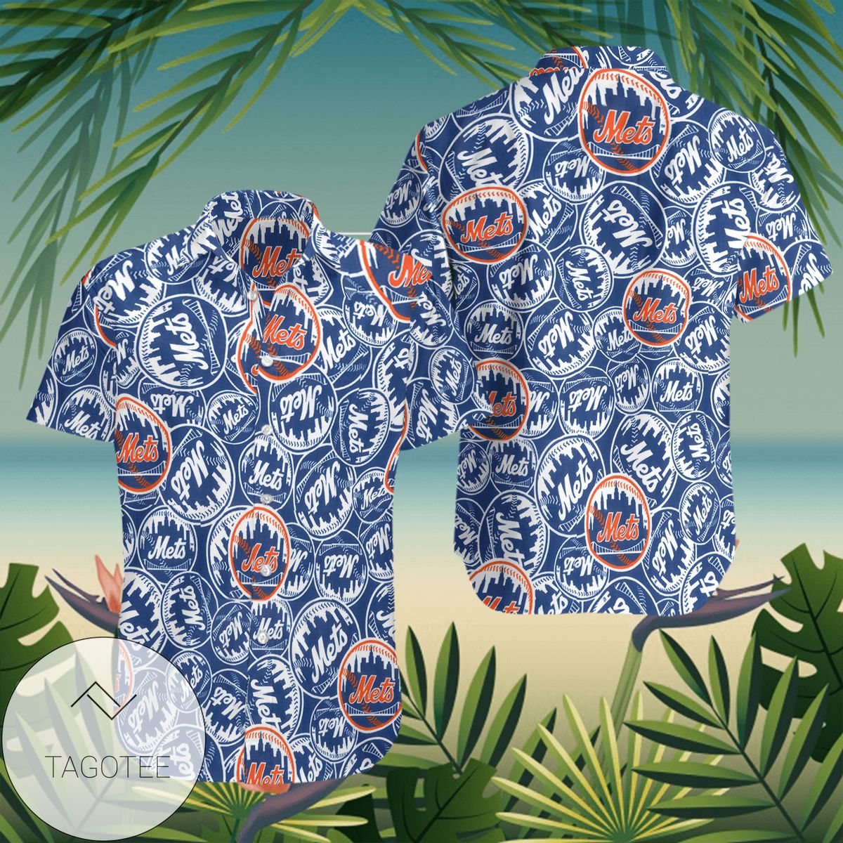 New York Mets All Over Print Summer Short Sleeve Hawaiian Beach Shirt