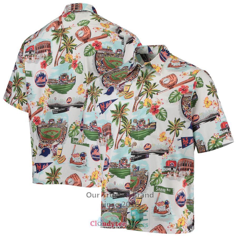 New York Mets Tommy Bahama Sport Tiki Luau Royal Hawaiian Shirt