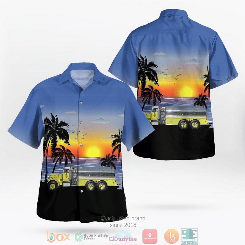 New York Middle Island Fire Department palm tree Hawaiian Shirt