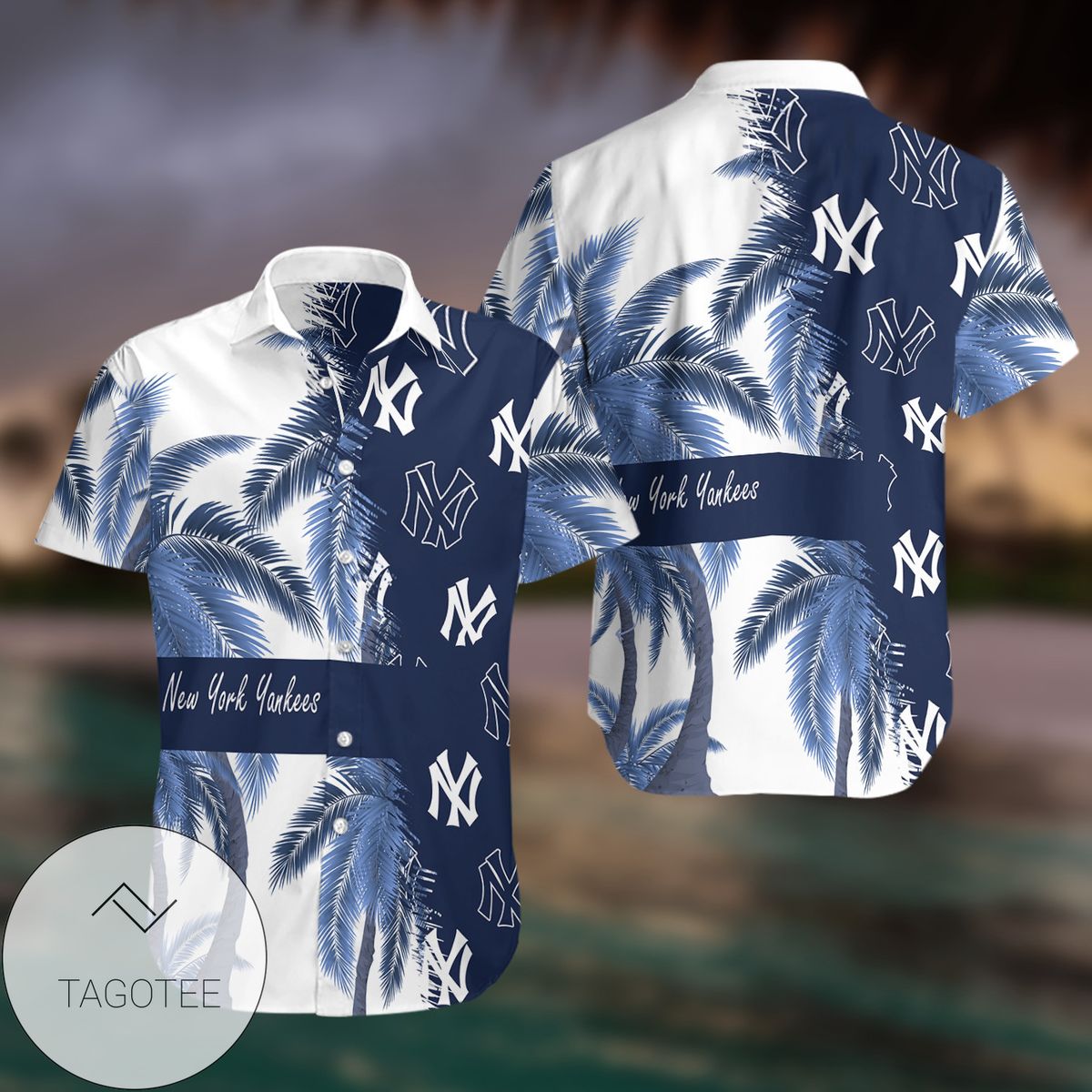 New York Yankees All Over Print Summer Short Sleeve Hawaiian Beach Shirt