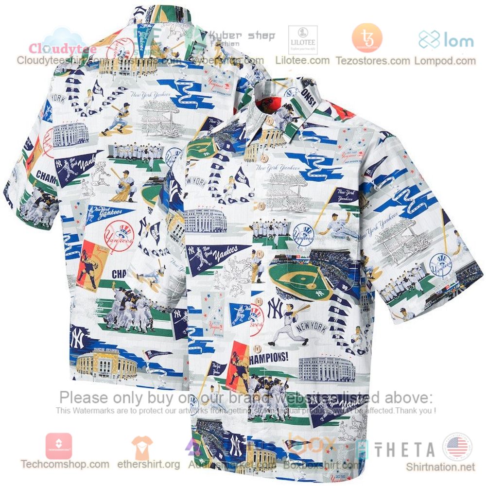 New York Yankees Columbia Slack Tide Camp Navy Hawaiian Shirt