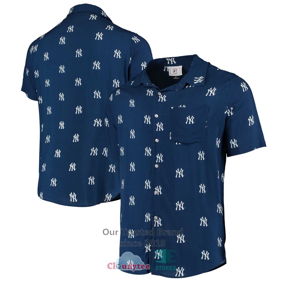 New York Yankees Tommy Bahama Hula All Day Light Blue Hawaiian Shirt