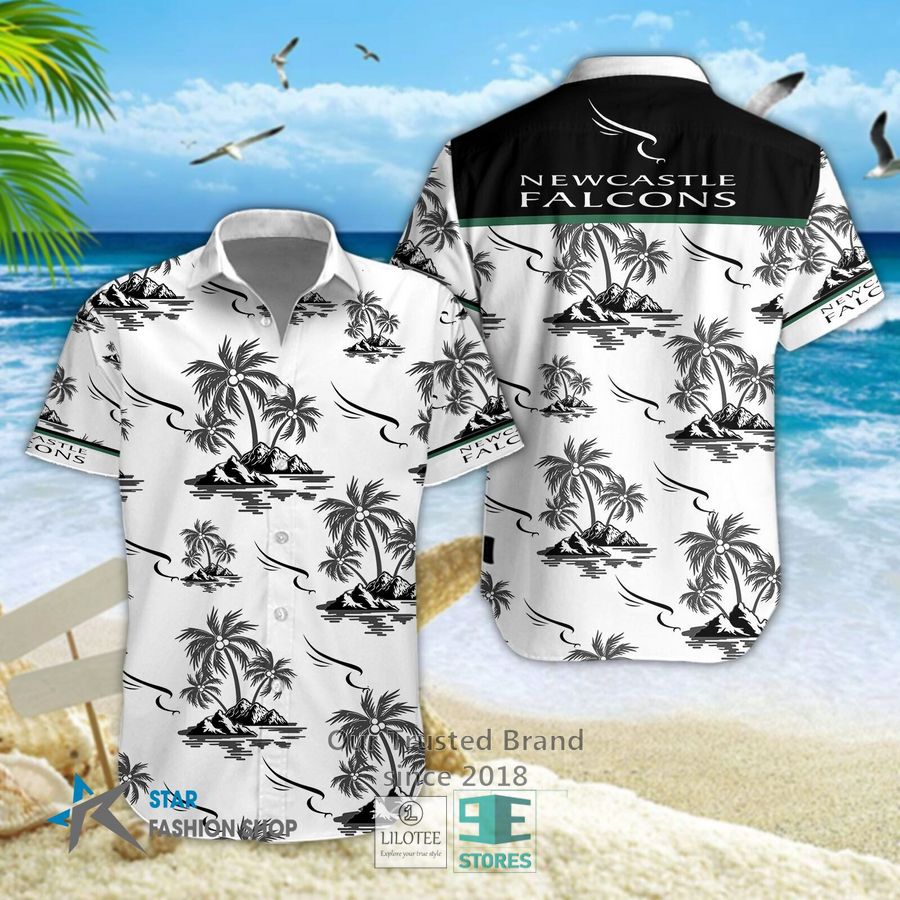 Newcastle Falcons Black Hawaiian Shirt, Short