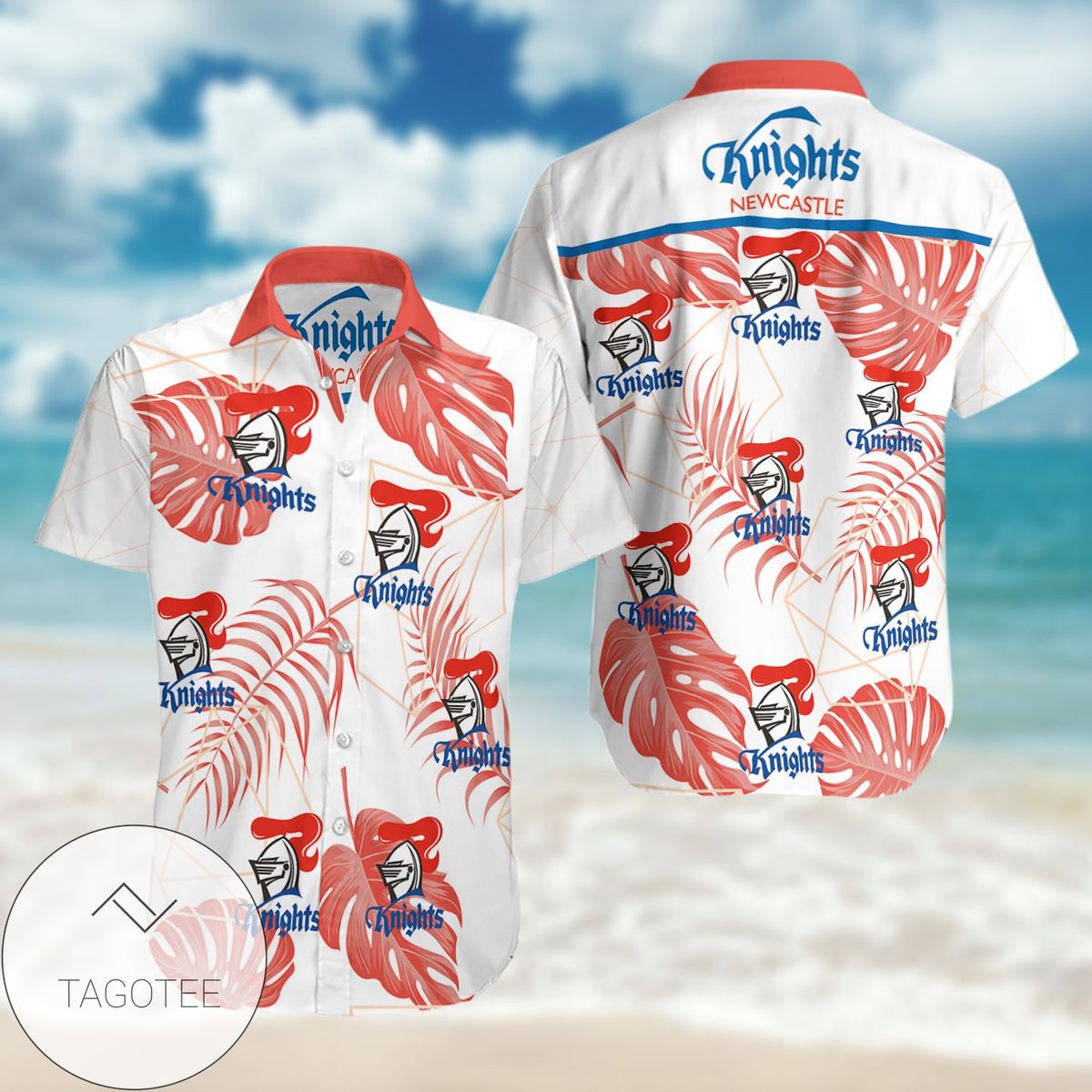 Newcastle Knights All Over Print Summer Short Sleeve Hawaiian Beach Shirt