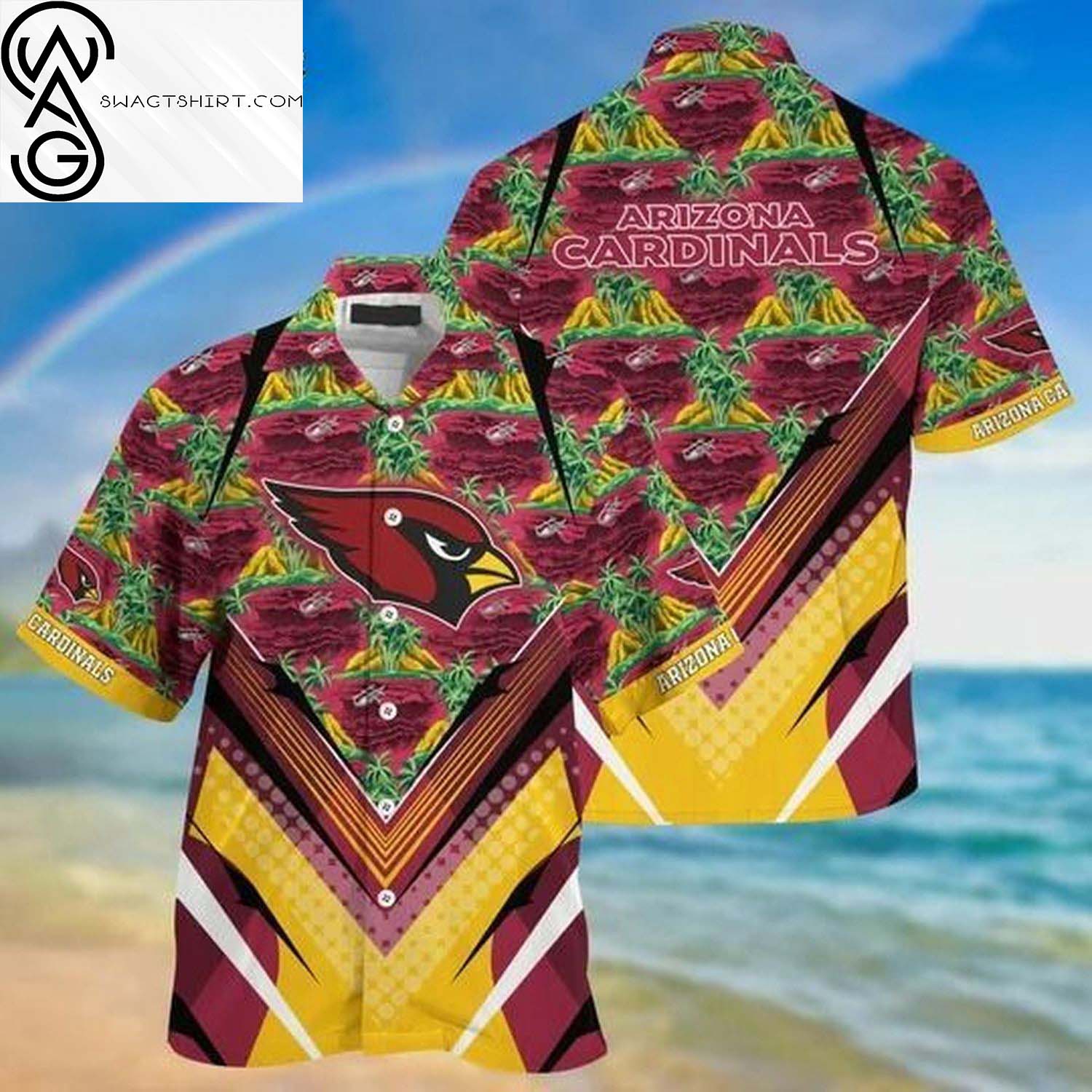 NFL Arizona Cardinals Leaf Pattern Summer Hawaiian Shirt