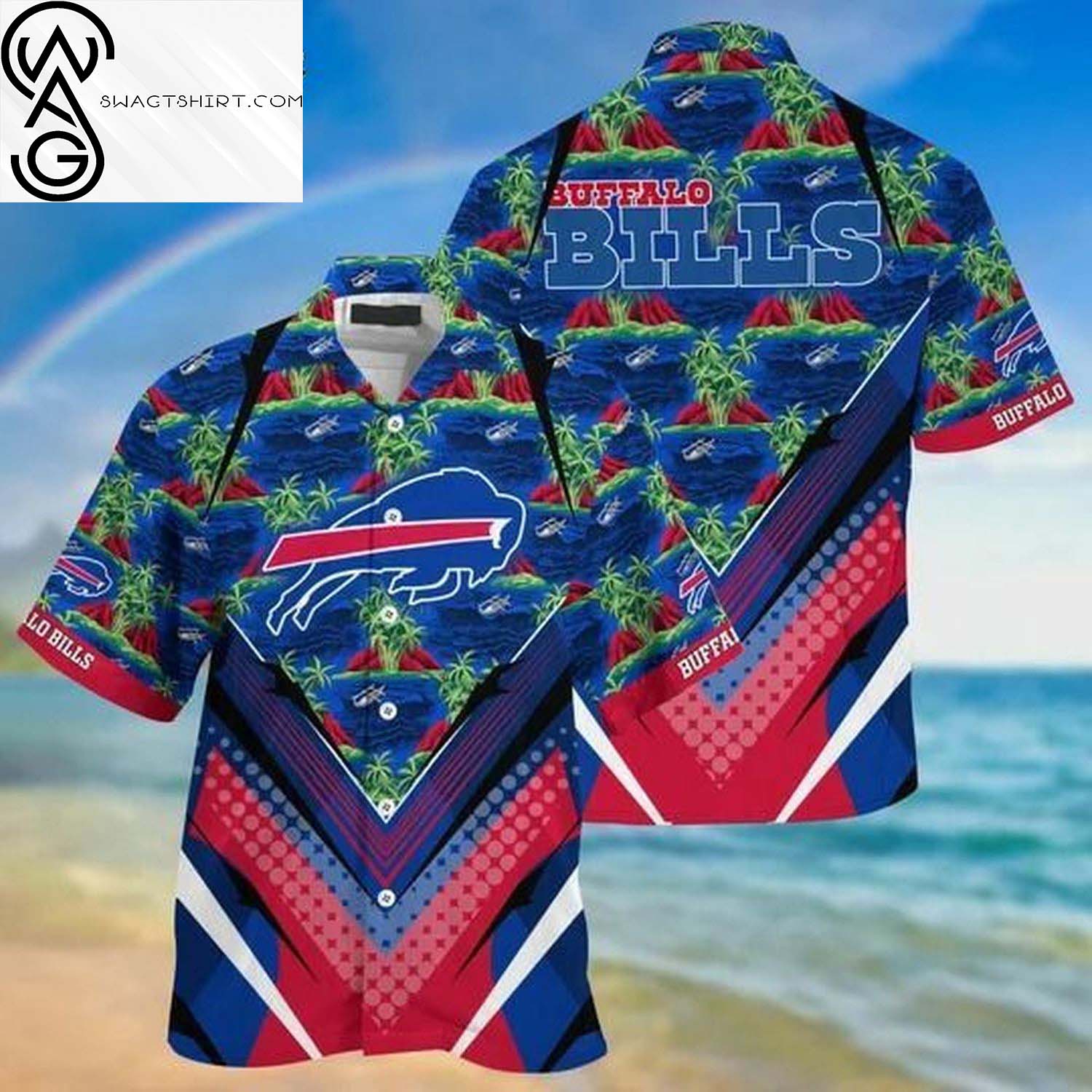 NFL Buffalo Bills Leaf Pattern Summer Hawaiian Shirt