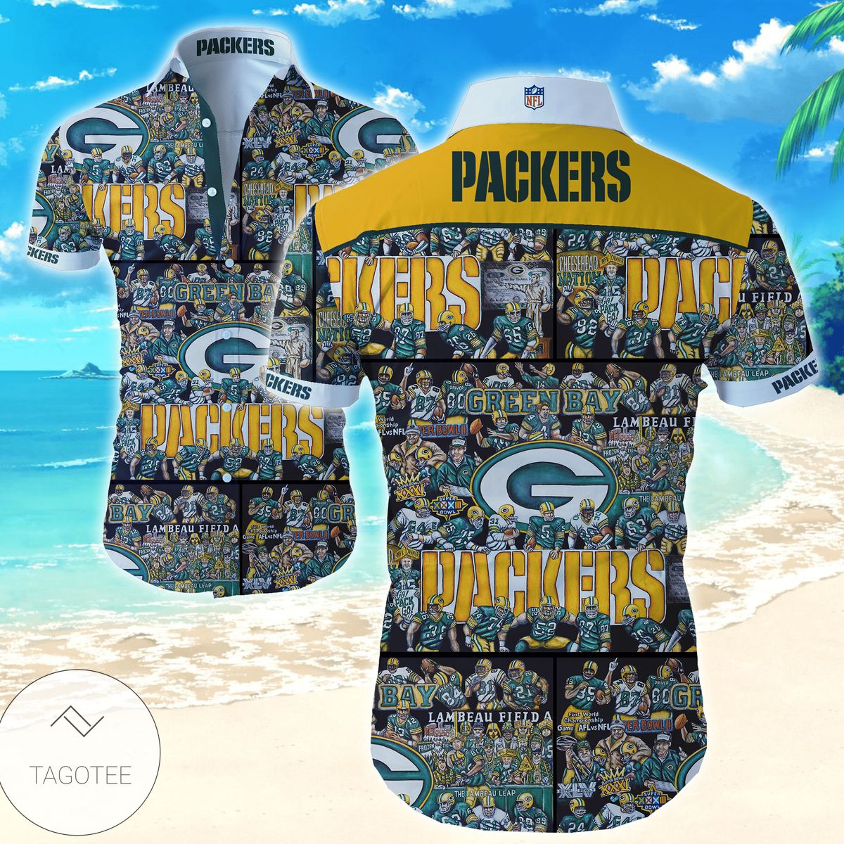 Nfl Green Bay Packers Tropical Flower Authentic Hawaiian Shirt 2022 White Men Women Beach Wear Short Sleeve Authentic Hawaiian Shirt 2022