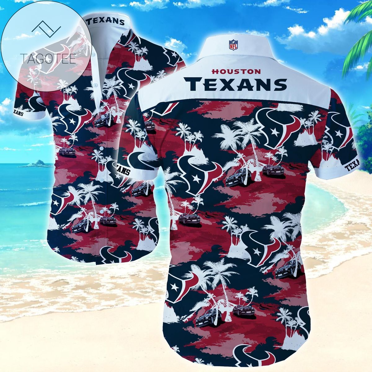 Nfl Houston Texans Hawaiian Shirt Tropical Shirt Mens Floral Button Up Shirt