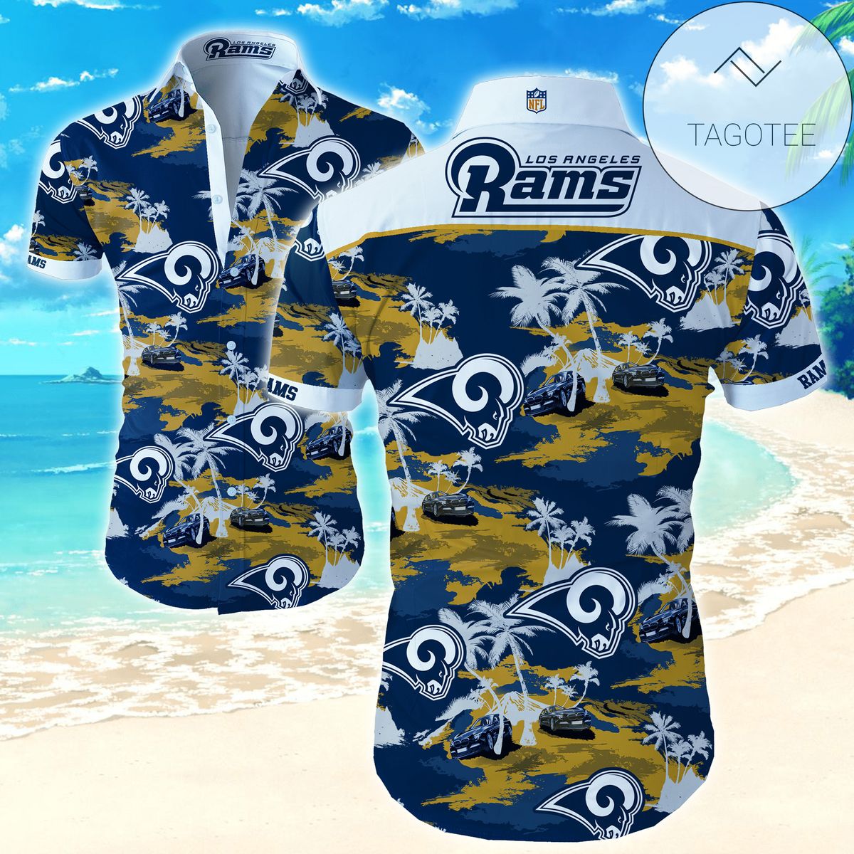 Nfl Los Angeles Rams Classic Premium Authentic Hawaiian Shirt 2022 Summer Button Up Shirt For Men Beach Wear Short Sleeve Authentic Hawaiian Shirt 2022