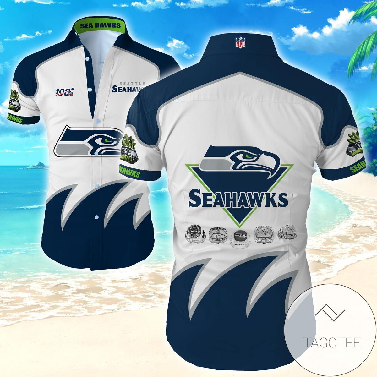 Nfl Seattle Seahawks Authentic Hawaiian Shirt 2022 Tropical Shirt Mens Flo Ens Summer Button