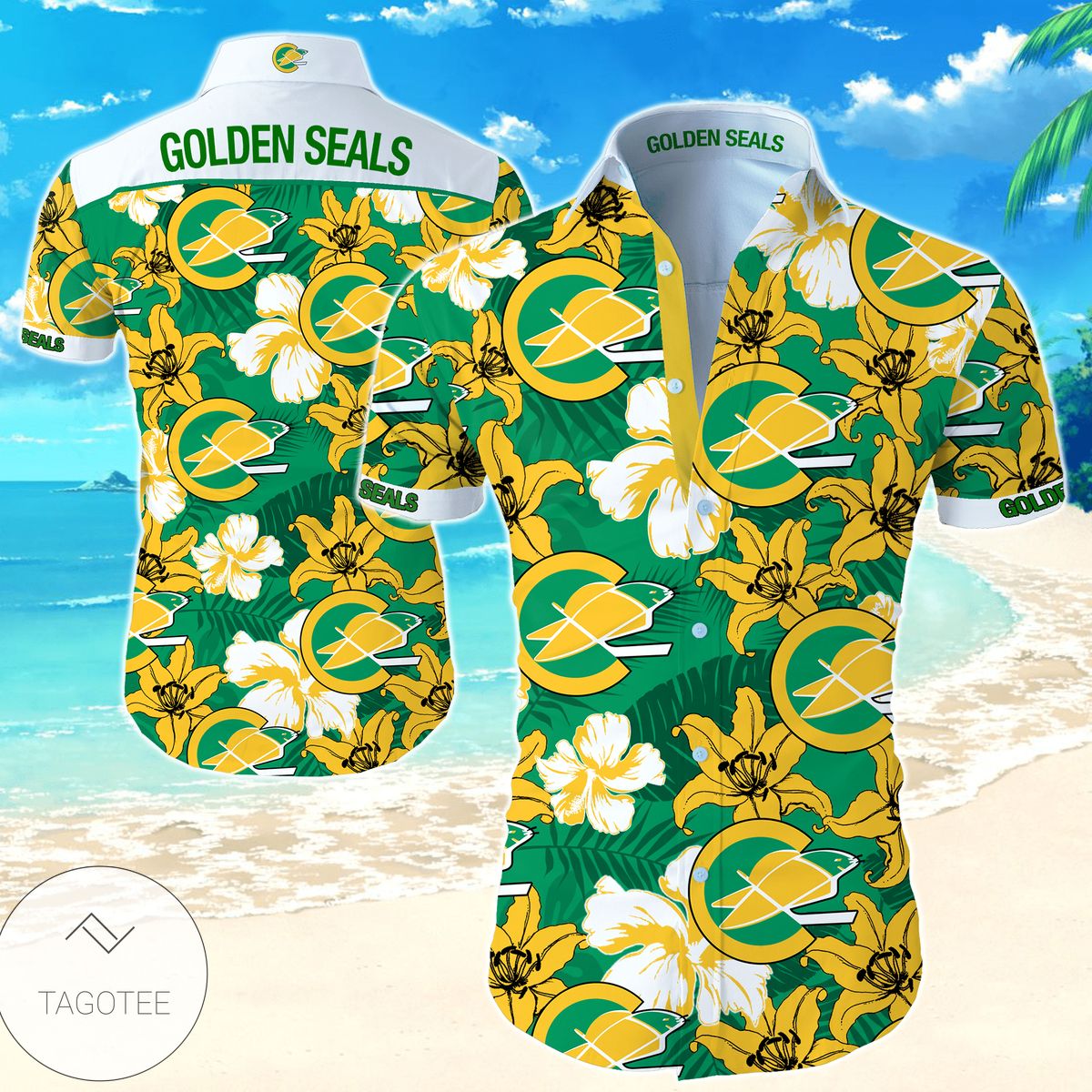 Nhl California Golden Seals Tommy Bahama Hawaiian Shirt Summer Button Up Shirt For Men Hawaiian Summer Trends Shirt 2020