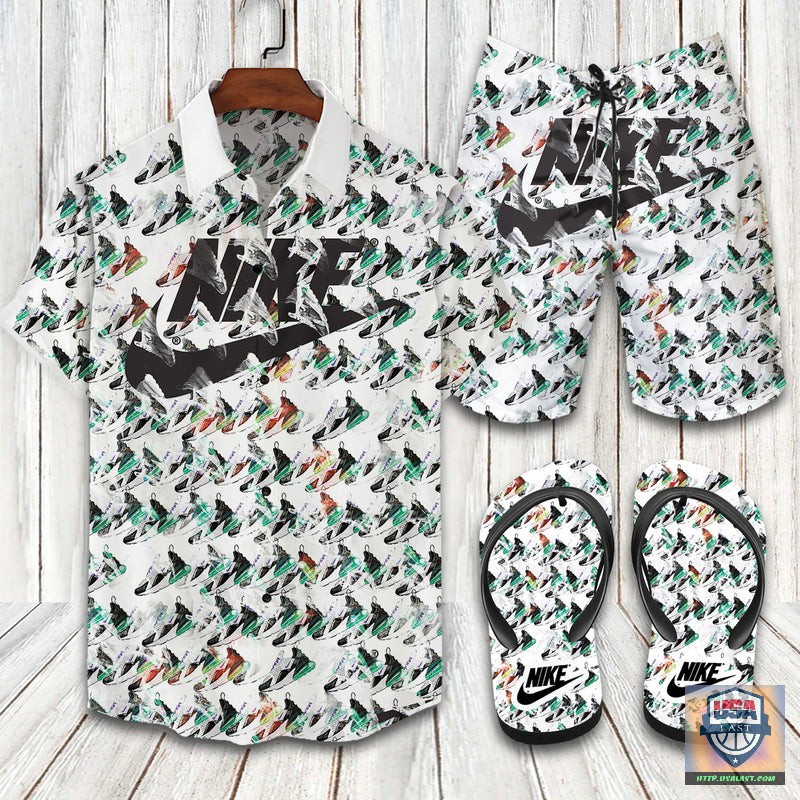 Nike Logo Pattern Hawaiian Shirt Beach Short