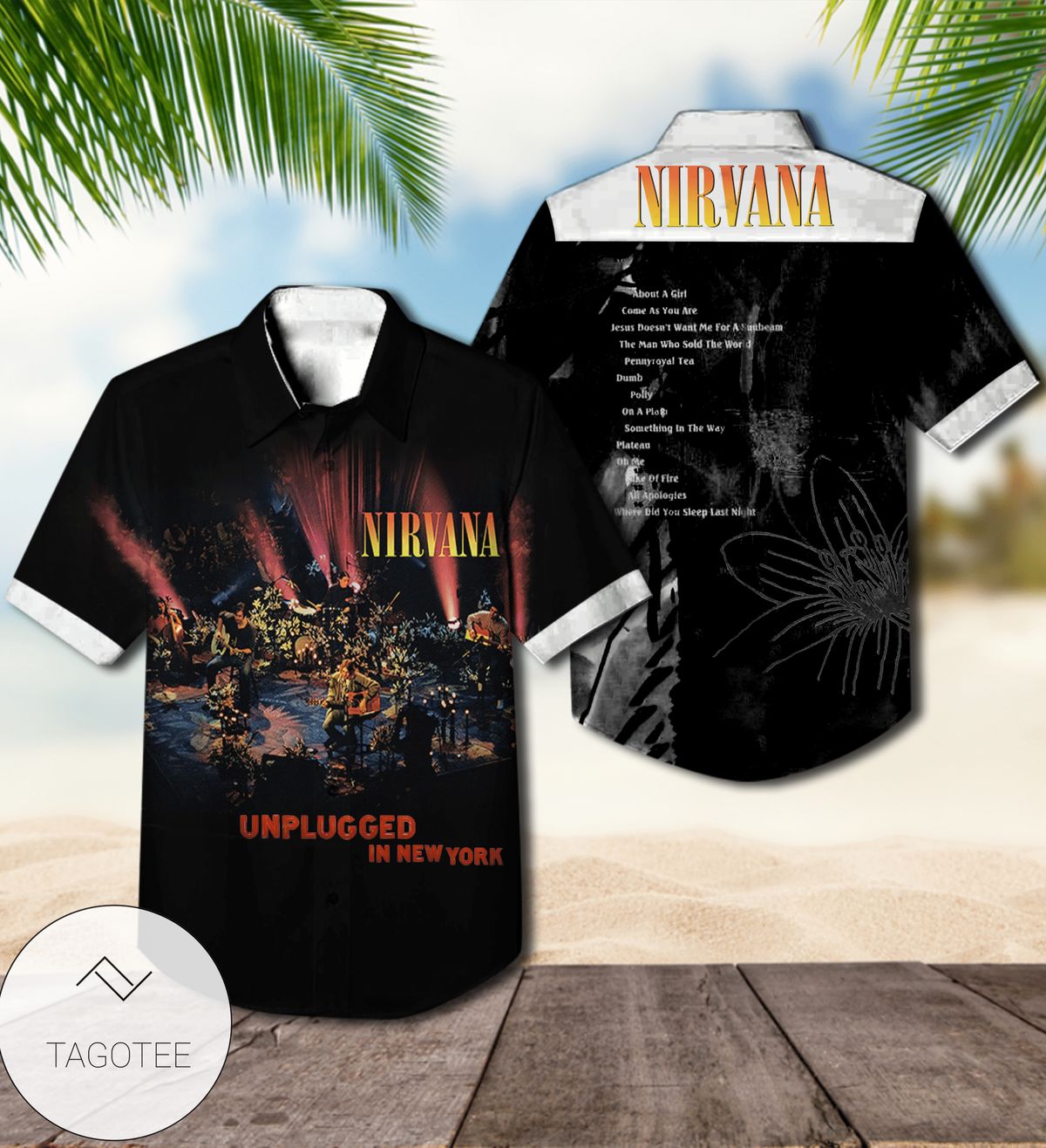 Nirvana Hawaiian Graphic Print Short Sleeve Hawaiian Casual Shirt