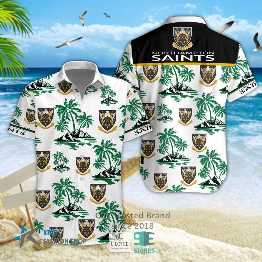 Northampton Saints Green Hawaiian Shirt, Short