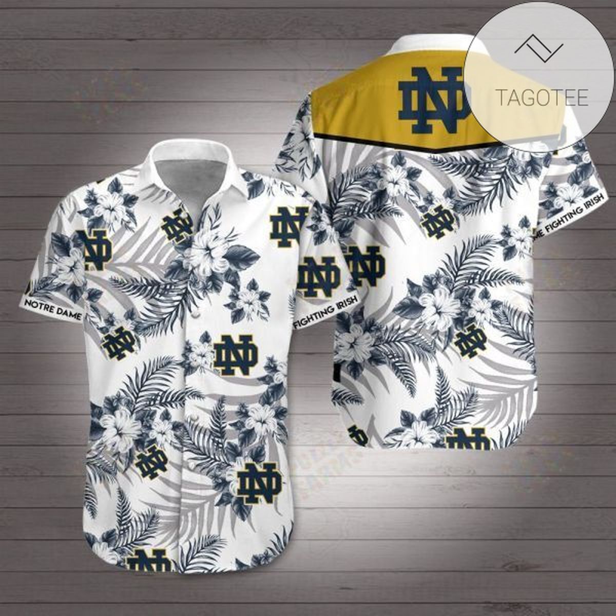 Notre Dame Fighting Irish Ncaa Mens Short Sleeve Floral Beach Hawaiian Shirt