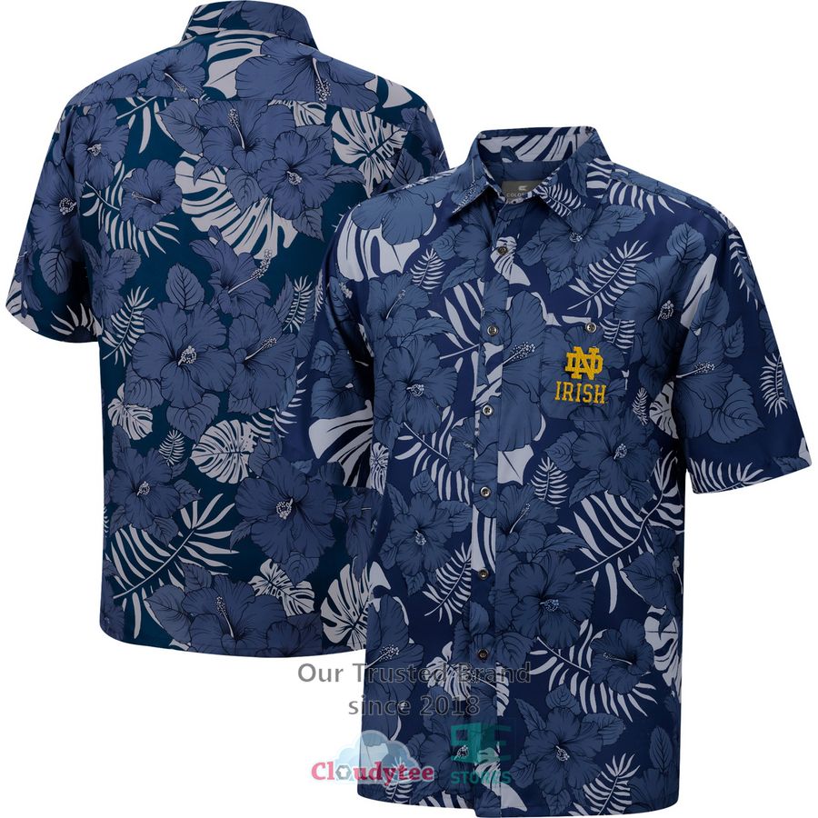 Notre Dame Fighting Irish Colosseum The Dude Camp Navy Hawaiian Shirt