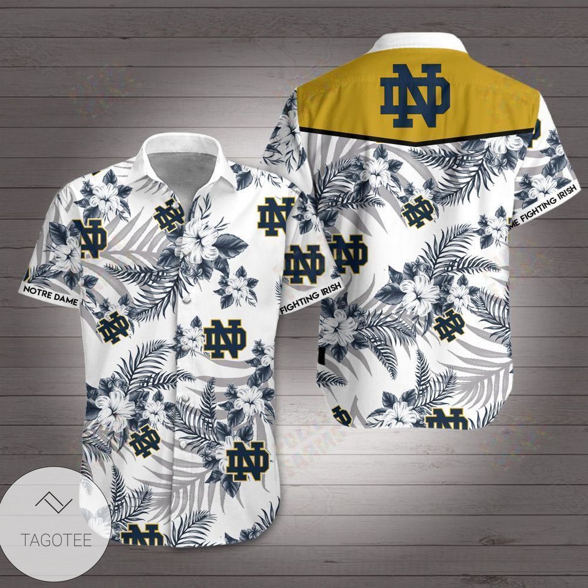 Notre Dame Fighting Irish Ncaa Mens Short Sleeve Floral Beach Hawaiian Shirt