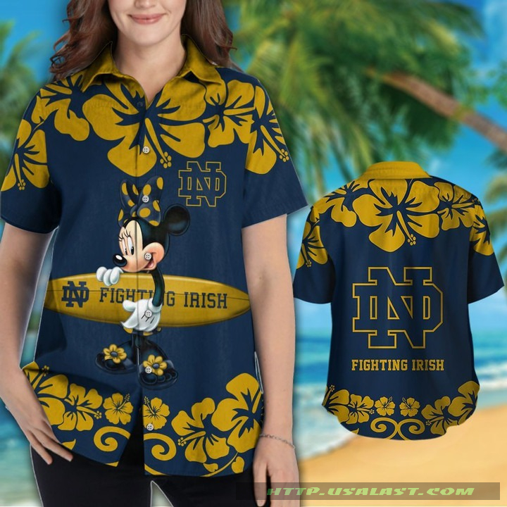 Notre Dame Fighting Irish Hibiscus Hawaiian Shirt Beach Short