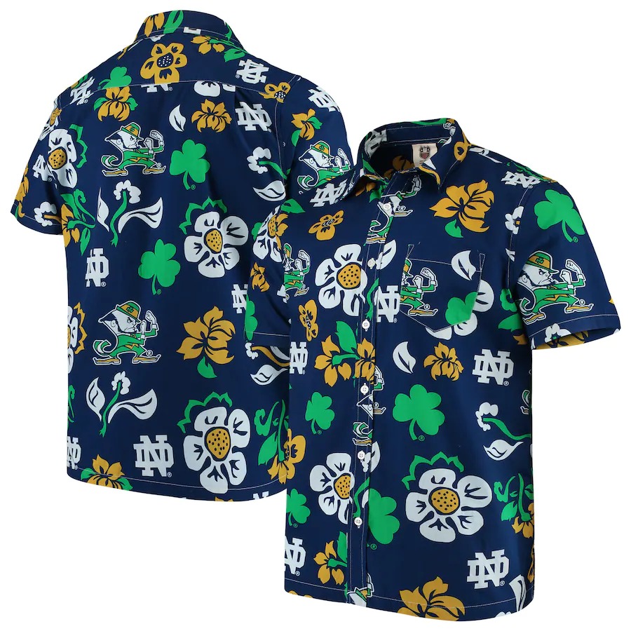 Notre Dame Fighting Irish Colosseum The Dude Camp Navy Hawaiian Shirt