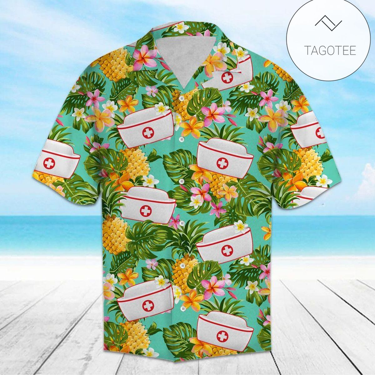 Nurse Hawaiian Graphic Print Short Sleeve Hawaiian Casual Shirt