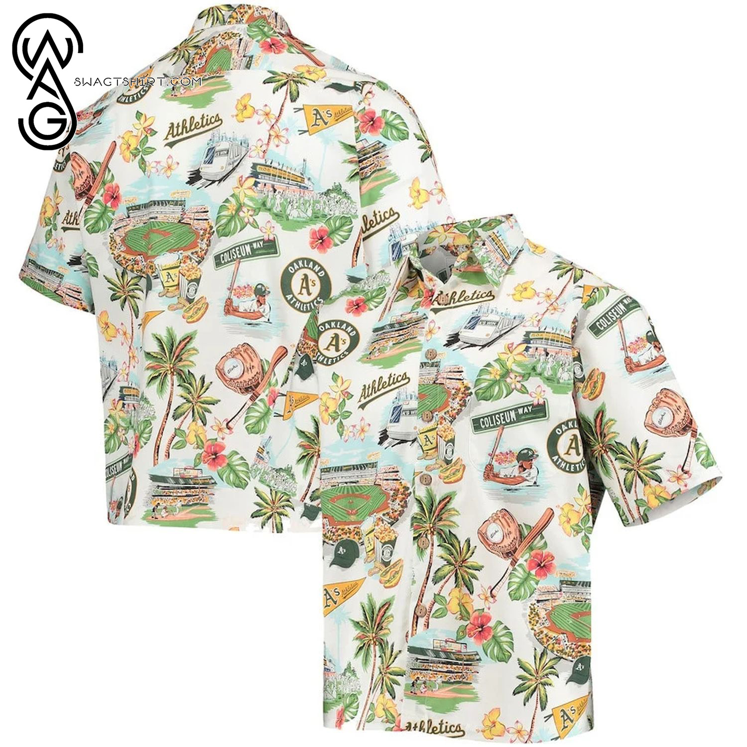 Oakland Athletics Floral Coconut Aloha Hawaiian Shirt