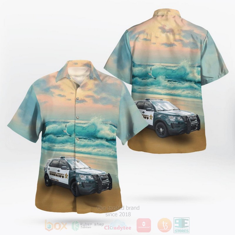 Oakland County Sheriff Eurocopter AS 350B2 Ecureuil Helicopter Hawaiian Shirt