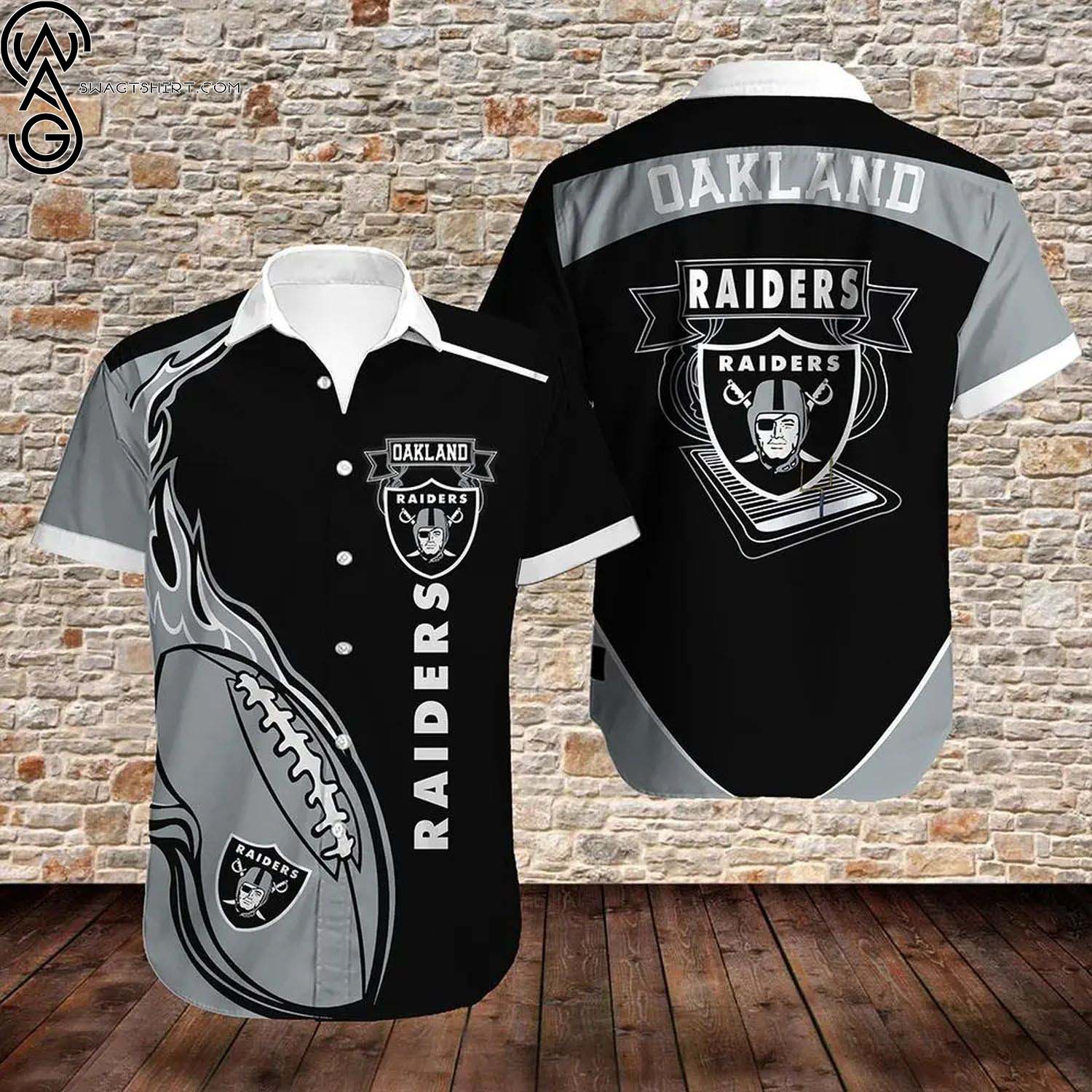 Oakland Raiders And Skull Summer Aloha Hawaiian Shirt