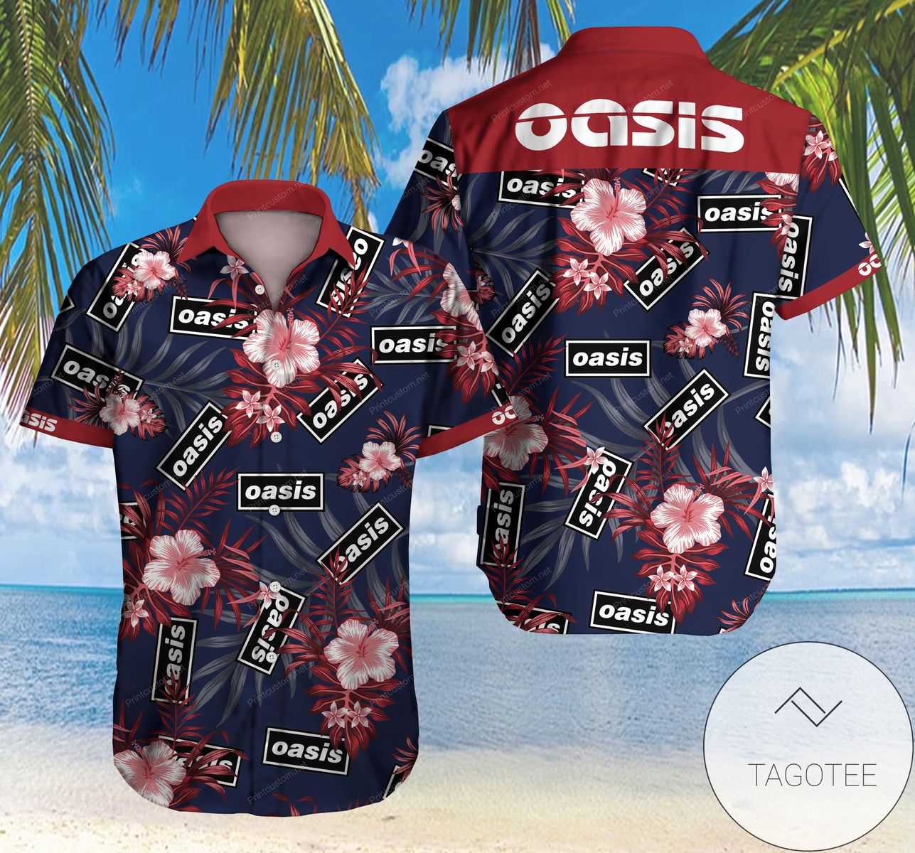 Oasis Hawaiian Graphic Print Short Sleeve Hawaiian Casual Shirt