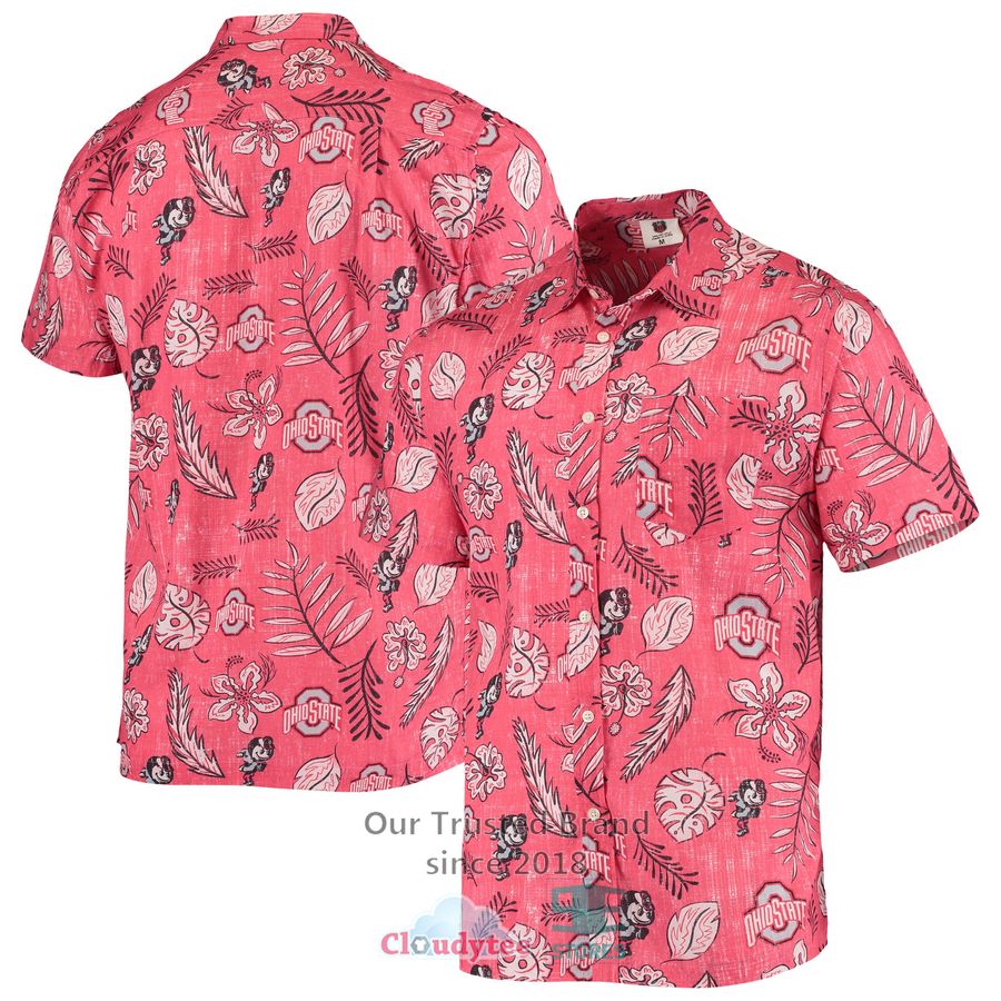 Ohio State Buckeyes Columbia Super Slack Tide Black Hawaiian Shirt