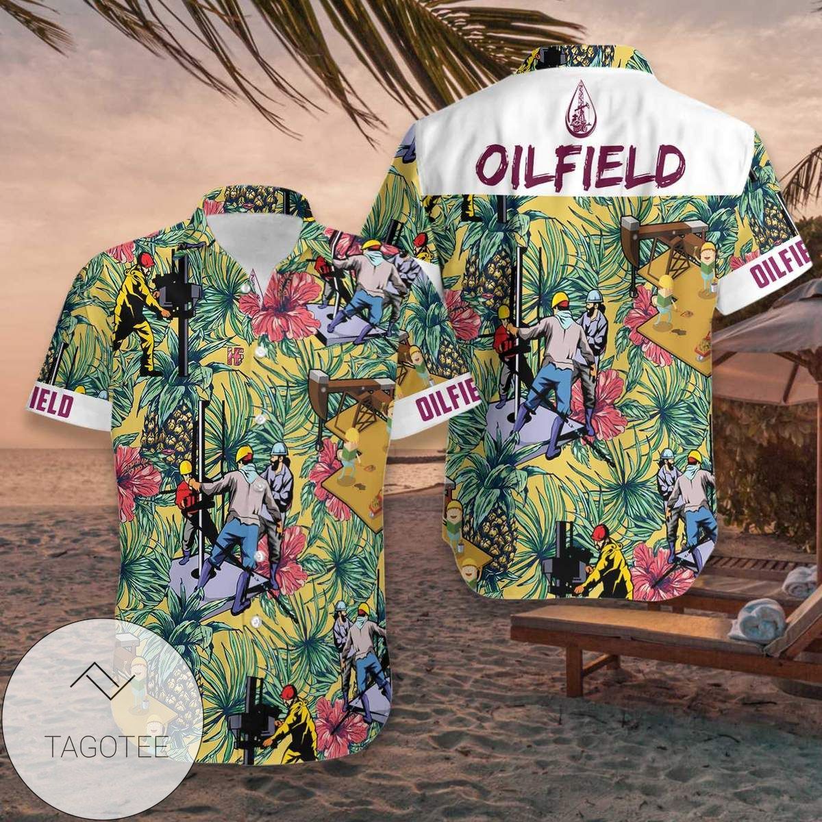 Oil Field Life Hawaiian Graphic Print Short Sleeve Hawaiian Shirt