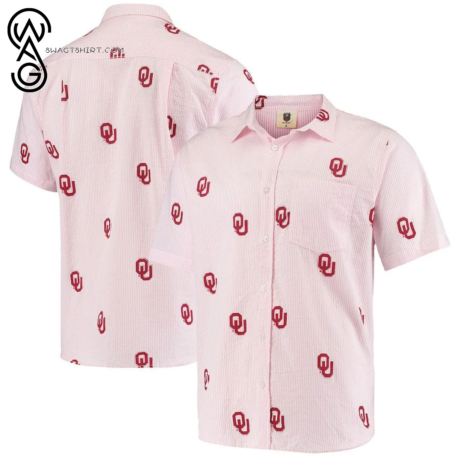 Oklahoma Sooners Crimson Coconut Tree Aloha Hawaiian Shirt