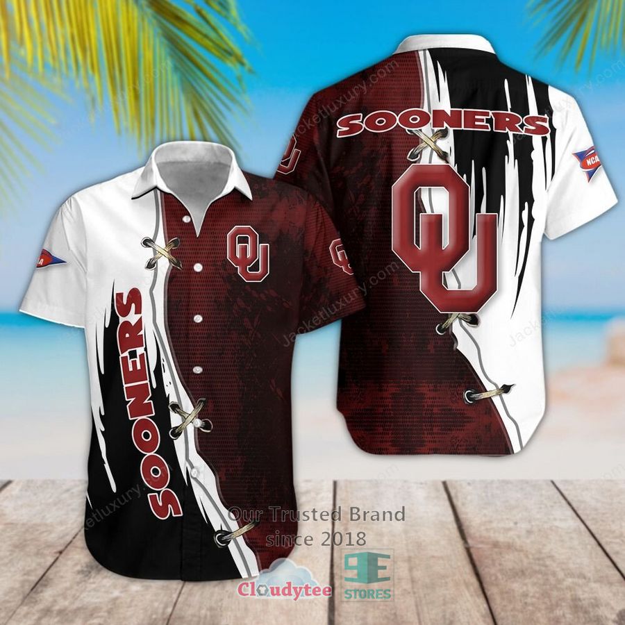 Oklahoma Sooners Cutter & Buck Windward Twill White Hawaiian Shirt