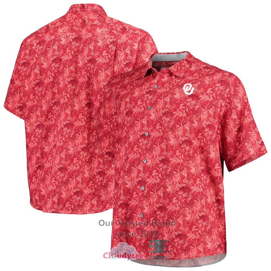 Oklahoma Sooners Pink Button-Up Seersucker Hawaiian Shirt