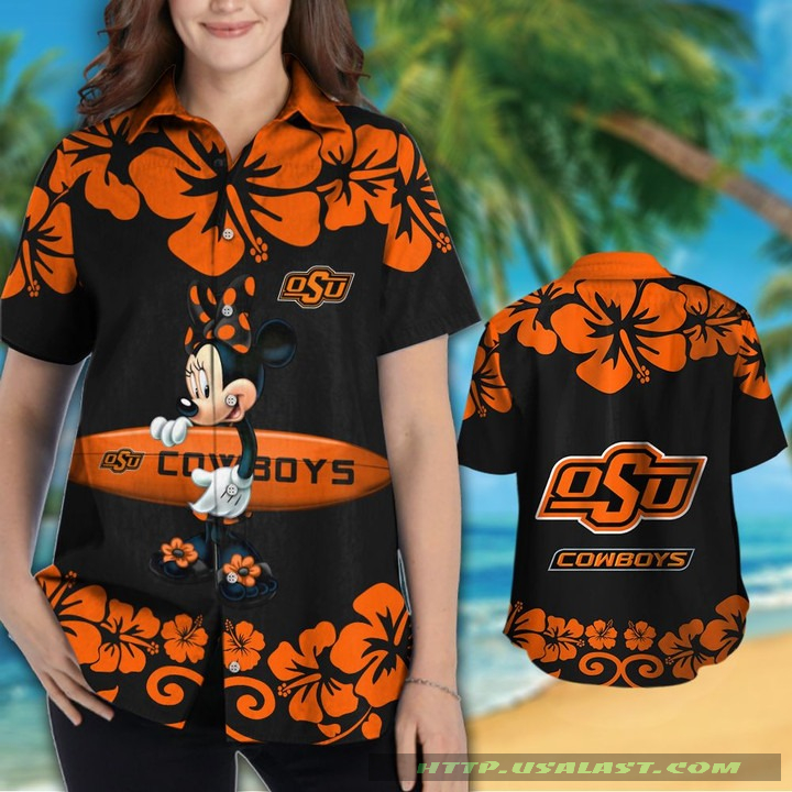 Oklahoma State Cowboys Hibiscus Hawaiian Shirt Beach Short