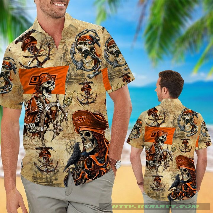 Oklahoma State Cowboys Skeleton Tropical Hawaiian Shirt