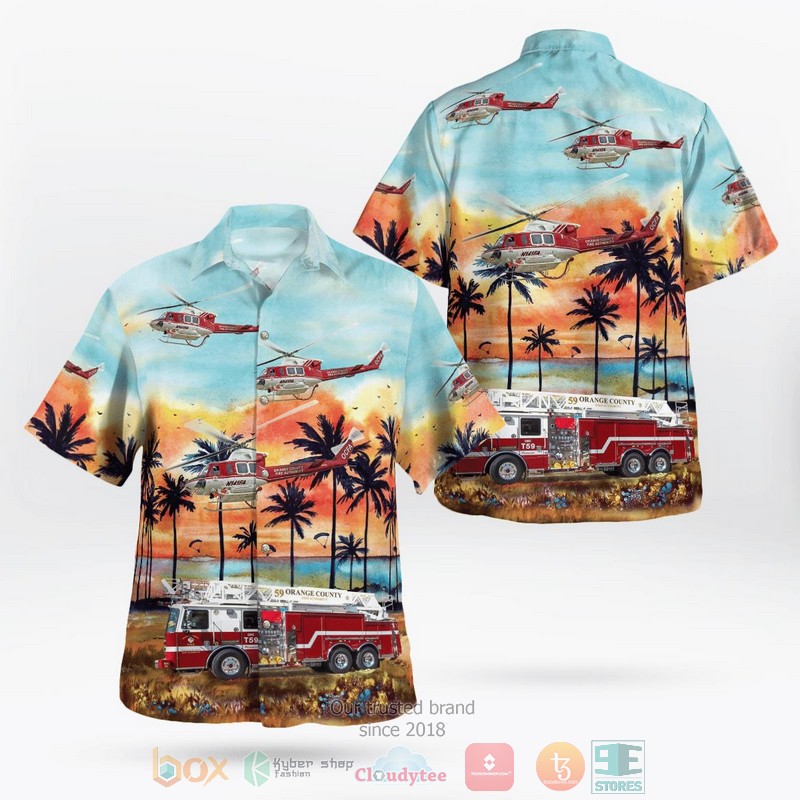 Orange County Fire Authority Bell UH-1H Iroquois 205 Hawaiian Shirt