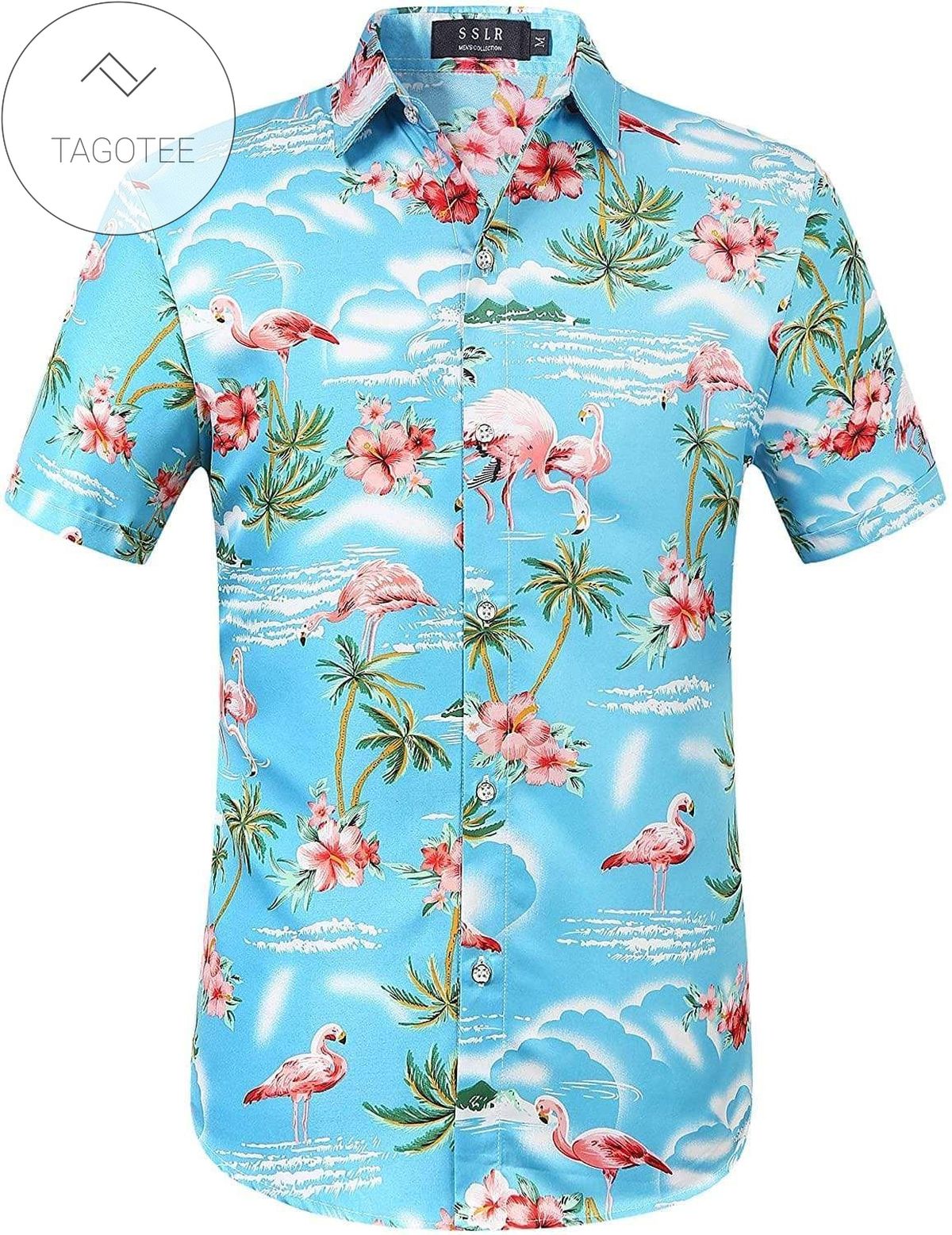 Order Flamingo Tropical Palm Hawaiian Aloha Shirts H