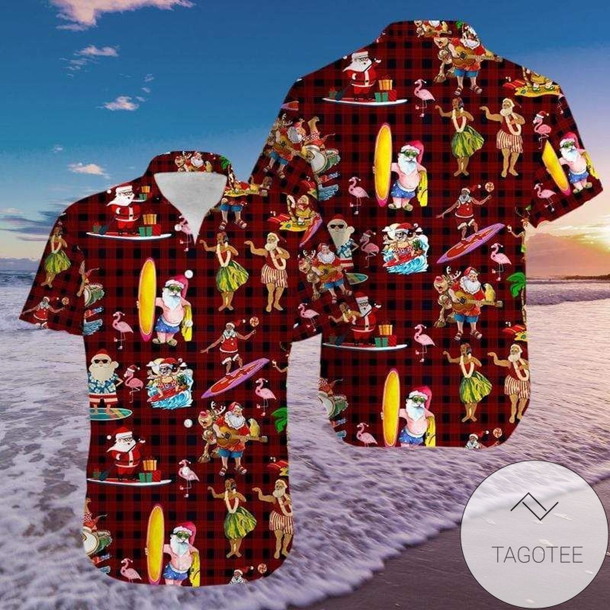 Order Funny Santa Claus Playing Train Hawaiian Shirts