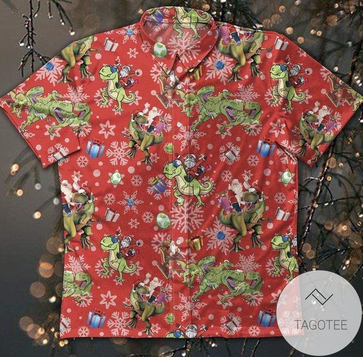 Order Funny Santa Claus Surfing Red Caro Pattern Hawaiian Aloha Shirts 3010h