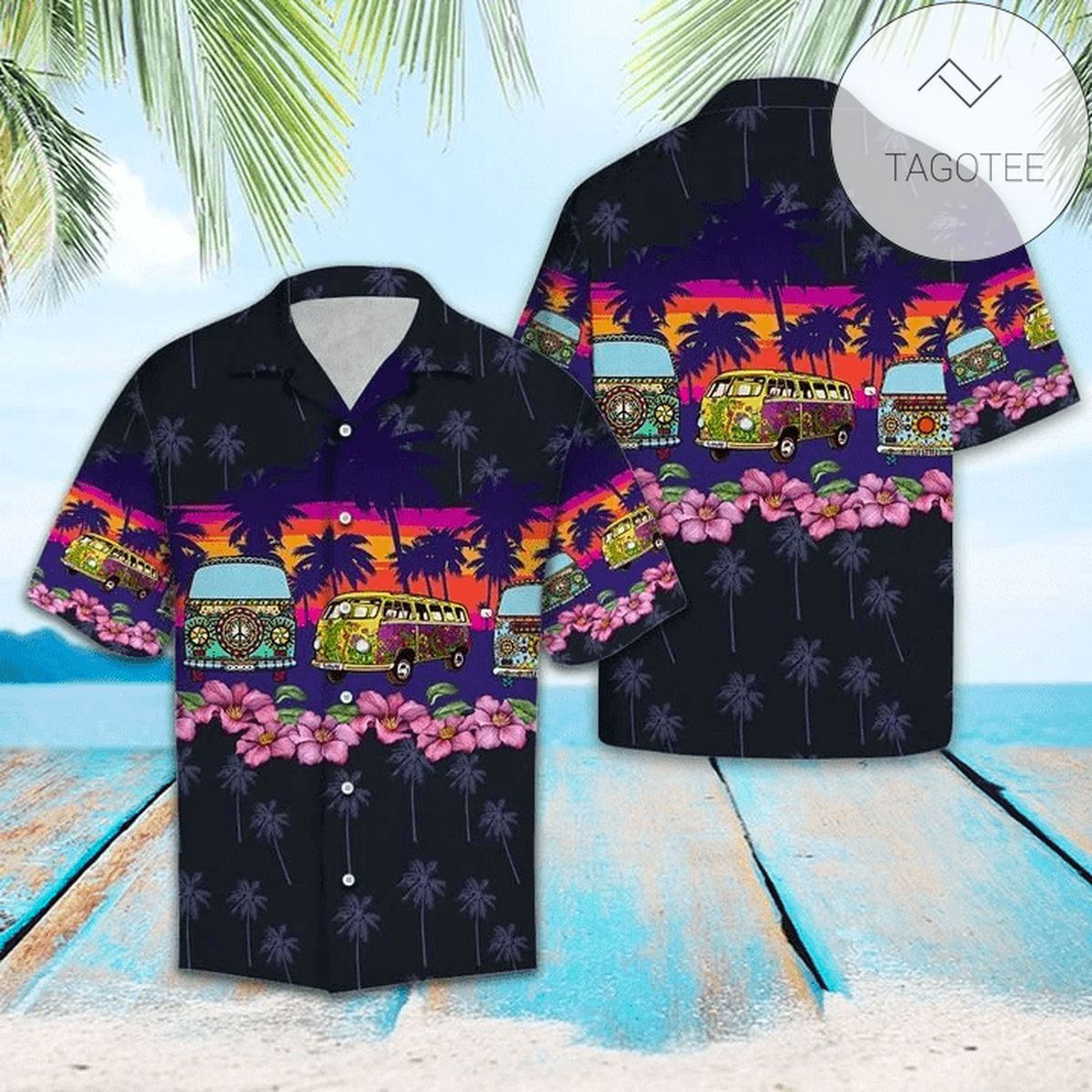 Order Hippie Car Surf Shack Coconut 2022 Authentic Hawaiian Shirts V