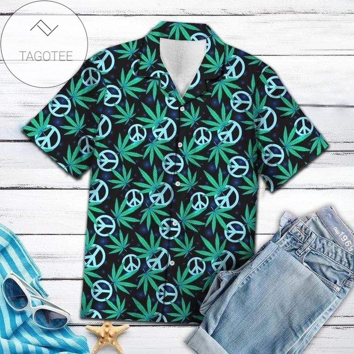 Order Hippie Peace Sign Colorful Tropical Hawaiian Aloha Shirts