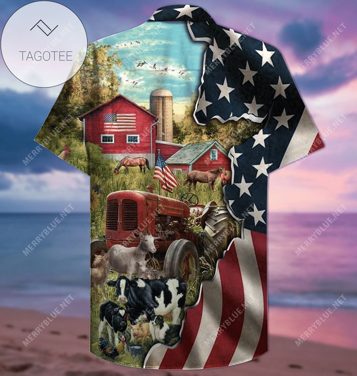 Order Patriot Farmer American Flag Unisex Hawaiian Aloha Shirts