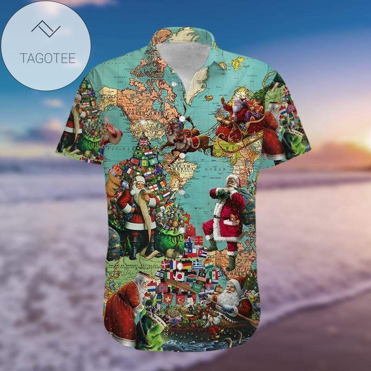 Order Santa Love American Football Green Red Hawaiian Aloha Shirts