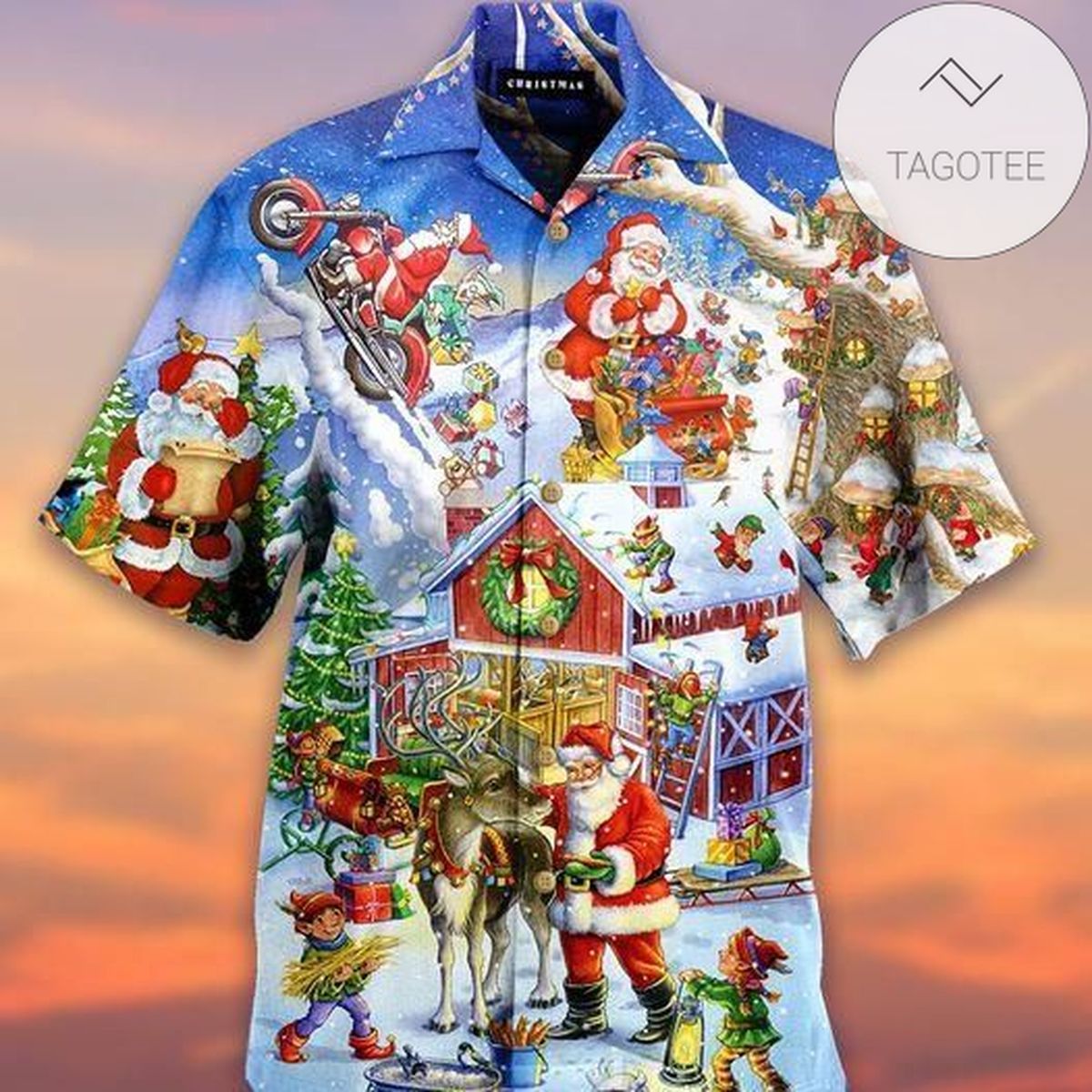 Order Santa Claus Love Guitar Hawaiian Aloha Shirts